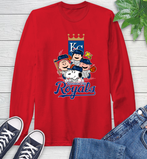 MLB Kansas City Royals Snoopy Charlie Brown Woodstock The Peanuts Movie Baseball T Shirt_000 Long Sleeve T-Shirt 11
