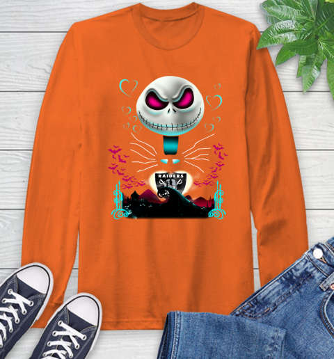 NFL Oakland Raiders Jack Skellington Sally The Nightmare Before Christmas Football Long Sleeve T-Shirt 4