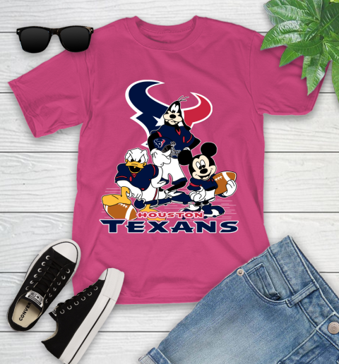NFL Houston Texans Mickey Mouse Donald Duck Goofy Football Shirt Youth T-Shirt 11