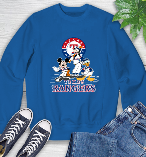 MLB Texas Rangers Mickey Mouse Donald Duck Goofy Baseball T Shirt Sweatshirt 9