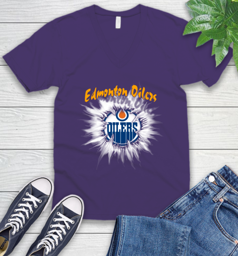 Edmonton Oilers NHL Hockey Adoring Fan Rip Sports V-Neck T-Shirt 9