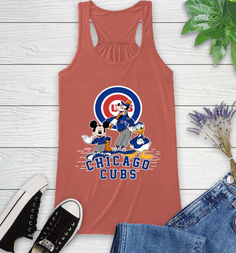 MLB Chicago Cubs Mickey Mouse Donald Duck Goofy Baseball T Shirt Racerback Tank 3