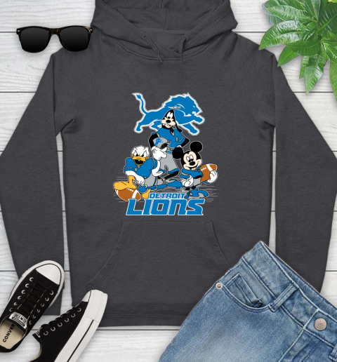 NFL Detroit Lions Mickey Mouse Donald Duck Goofy Football Shirt Youth Hoodie 8