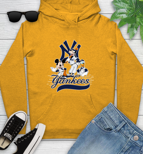 MLB New York Yankees Mickey Mouse Donald Duck Goofy Baseball T Shirt Youth Hoodie 2