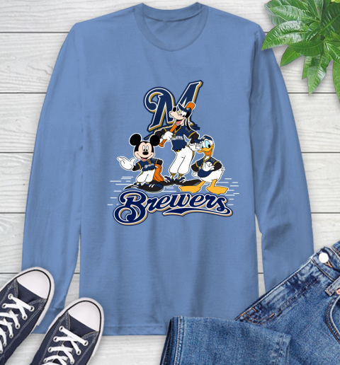 MLB Milwaukee Brewers Mickey Mouse Donald Duck Goofy Baseball T Shirt Long Sleeve T-Shirt 12