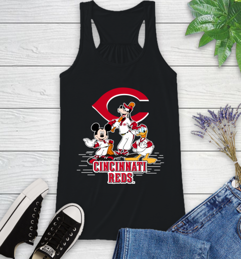 MLB Cincinnati Reds Mickey Mouse Donald Duck Goofy Baseball T Shirt Racerback Tank