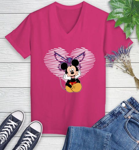 NBA Charlotte Hornets The Heart Mickey Mouse Disney Basketball Women's V-Neck T-Shirt 9