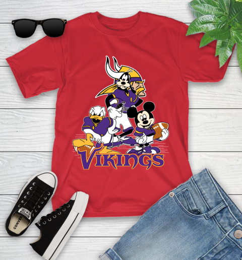 NFL Minnesota Vikings Mickey Mouse Donald Duck Goofy Football Shirt Youth T-Shirt 13