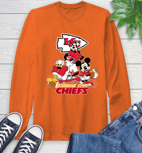 NFL Kansas City Chiefs Mickey Mouse Donald Duck Goofy Football Shirt Long Sleeve T-Shirt 4