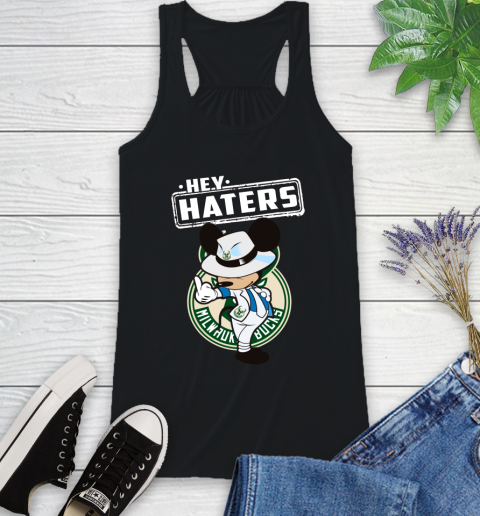 NBA Hey Haters Mickey Basketball Sports Milwaukee Bucks Racerback Tank