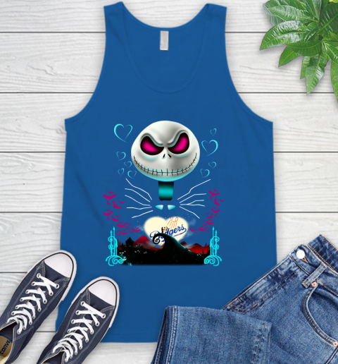 MLB Los Angeles Dodgers Jack Skellington Sally The Nightmare Before Christmas Baseball Tank Top 4