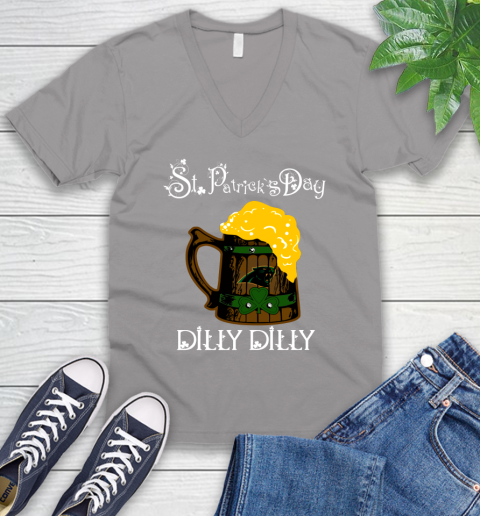 NFL Carolina Panthers St Patrick's Day Dilly Dilly Beer Football Sports V-Neck T-Shirt 3