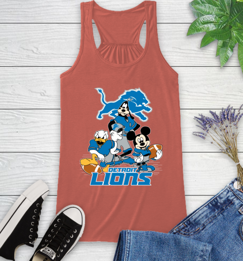NFL Detroit Lions Mickey Mouse Donald Duck Goofy Football Shirt Racerback Tank 3