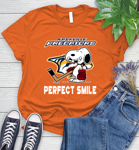 NHL Nashville Predators Snoopy Perfect Smile The Peanuts Movie Hockey T Shirt Women's T-Shirt 3
