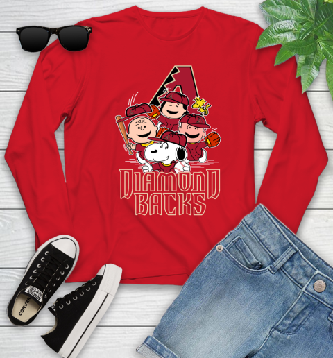 MLB Arizona Diamondbacks Snoopy Charlie Brown Woodstock The Peanuts Movie Baseball T Shirt_000 Youth Long Sleeve 11