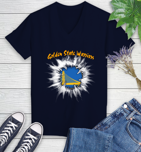 Golden State Warriors NBA Basketball Rip Sports Women's V-Neck T-Shirt 2