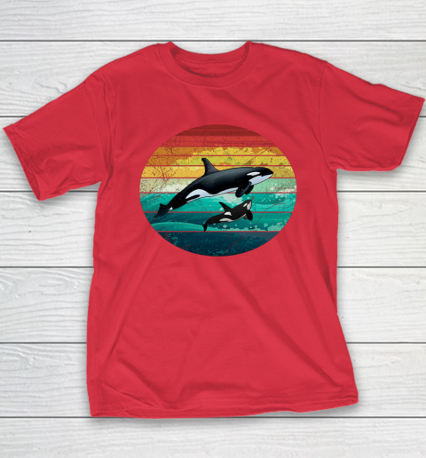 Orca Family Vintage Retro Art Killer Whale Family Youth T-Shirt 7