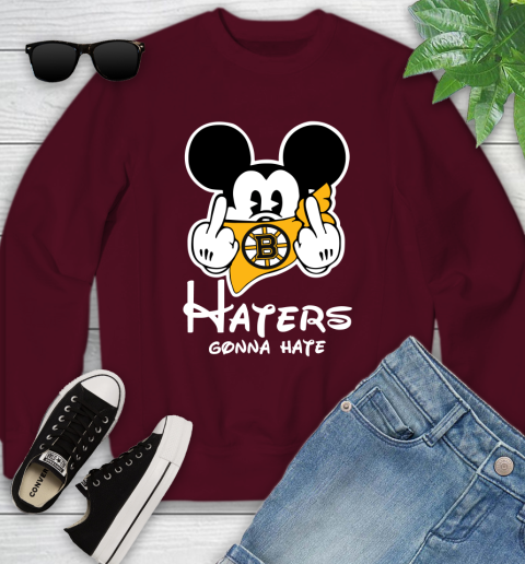 NHL Boston Bruins Haters Gonna Hate Mickey Mouse Disney Hockey T Shirt Youth Sweatshirt 4