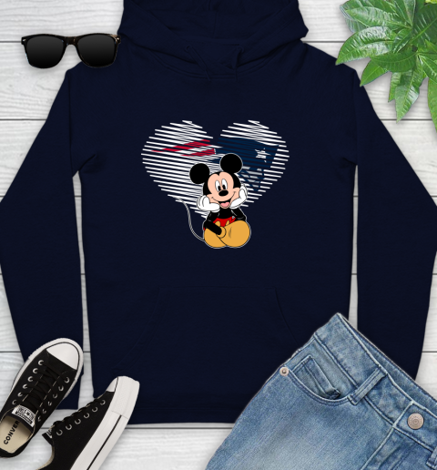NFL New England Patriots The Heart Mickey Mouse Disney Football T Shirt_000 Youth Hoodie 3