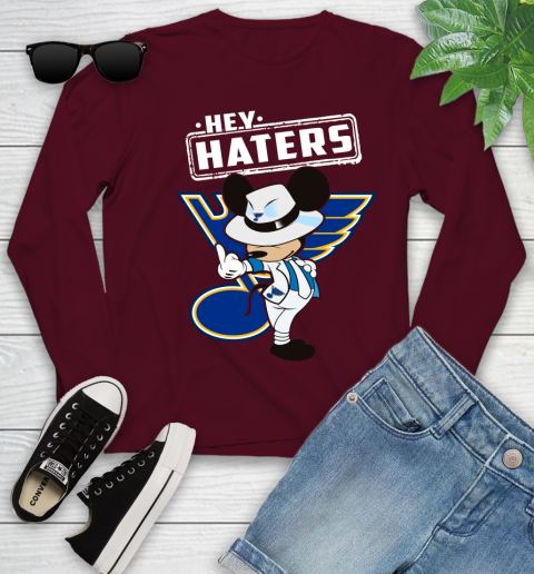 NHL Hey Haters Mickey Hockey Sports St.Louis Blues Youth Long Sleeve 6