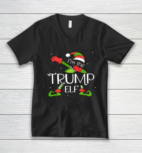 I'm The Trump Elf Dabbing Santa Claus Xmas Christmas V-Neck T-Shirt