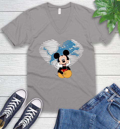 NFL Detroit Lions The Heart Mickey Mouse Disney Football T Shirt_000 V-Neck T-Shirt 3