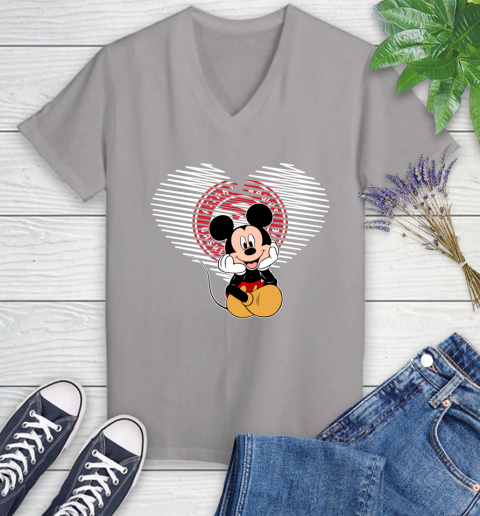 NBA Atlanta Hawks The Heart Mickey Mouse Disney Basketball Women's V-Neck T-Shirt 4