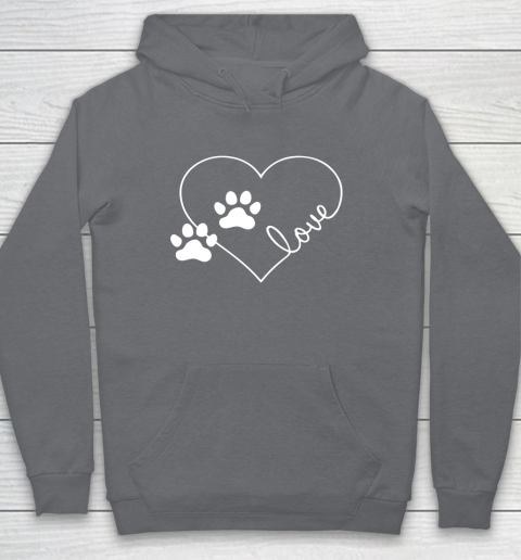 Cute Love Hearts Valentine Day Paw Print Dog Owner Dog Lover Hoodie 3