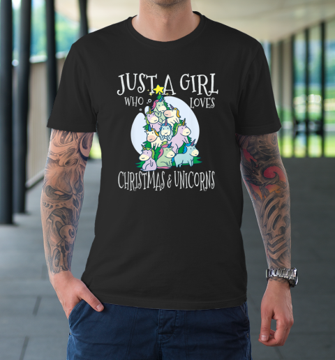 Just A Girl Who Loves Christmas Unicorns T-Shirt