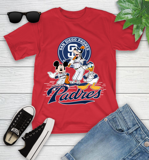MLB San Diego Padres Mickey Mouse Donald Duck Goofy Baseball T Shirt Youth T-Shirt 28