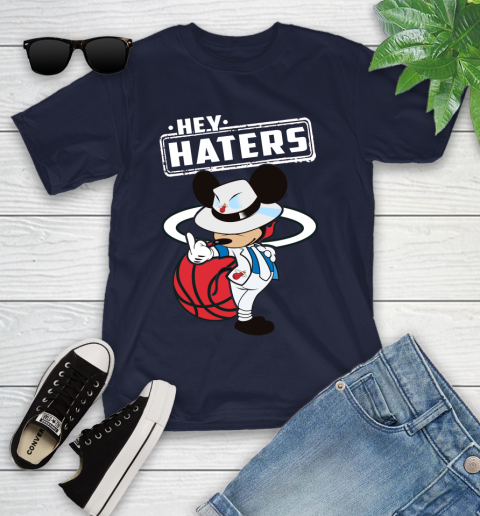 NBA Hey Haters Mickey Basketball Sports Miami Heat Youth T-Shirt 2