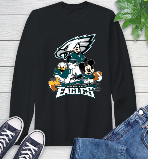 NFL Philadelphia Eagles Mickey Mouse Donald Duck Goofy Football Shirt Long Sleeve T-Shirt