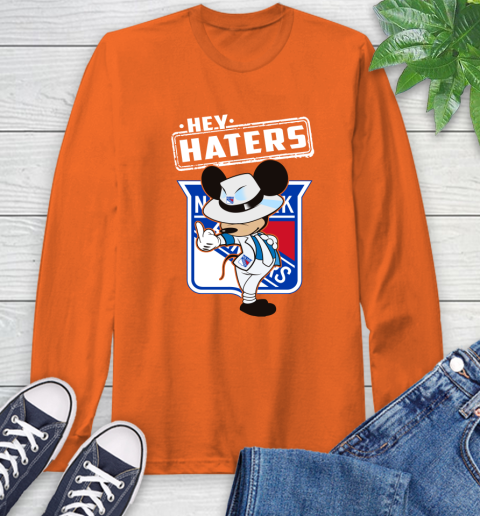 NHL Hey Haters Mickey Hockey Sports New York Rangers Long Sleeve T-Shirt 4