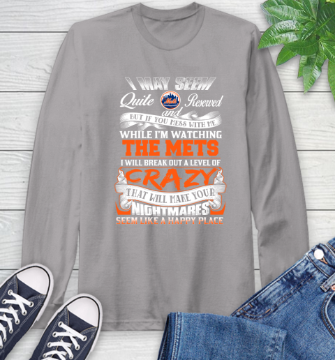 New York Mets MLB Baseball Don't Mess With Me While I'm Watching My Team Long Sleeve T-Shirt 6