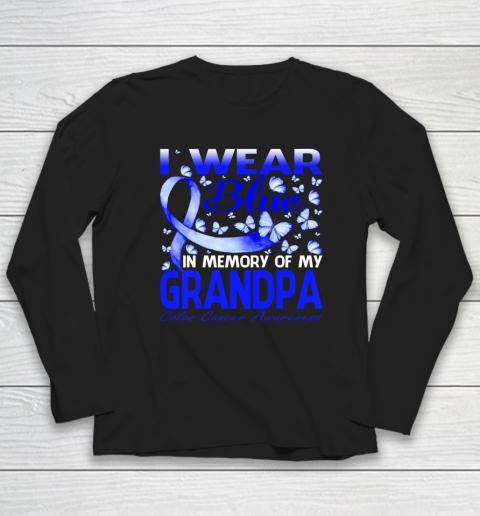 I Wear Blue In Memory Of My Grandpa Colon Cancer Awareness Long Sleeve T-Shirt