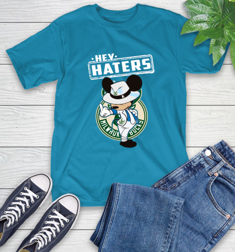NBA Hey Haters Mickey Basketball Sports Milwaukee Bucks T-Shirt 9