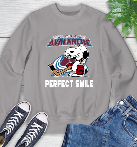NHL Colorado Avalanche Snoopy Perfect Smile The Peanuts Movie Hockey T Shirt Sweatshirt 5