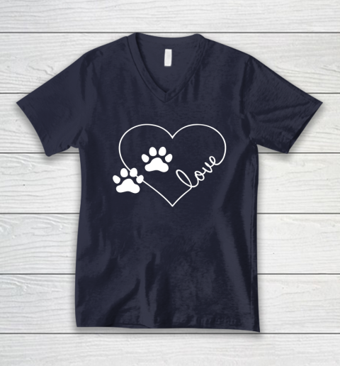 Cute Love Hearts Valentine Day Paw Print Dog Owner Dog Lover V-Neck T-Shirt 8