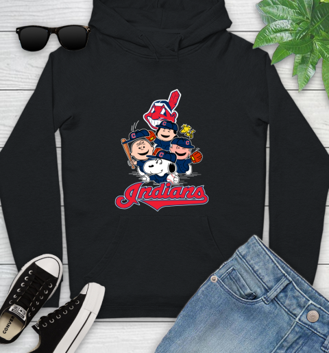 MLB Cleveland Indians Snoopy Charlie Brown Woodstock The Peanuts Movie Baseball T Shirt_000 Youth Hoodie