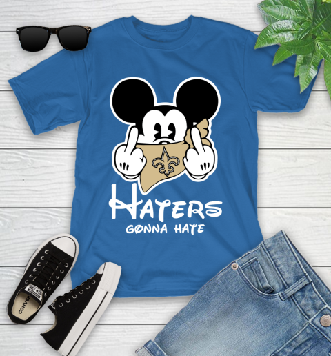 NFL New Orleans Saints Haters Gonna Hate Mickey Mouse Disney Football T Shirt Youth T-Shirt 12