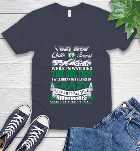 Boston Celtics NBA Basketball Don't Mess With Me While I'm Watching My Team V-Neck T-Shirt 8