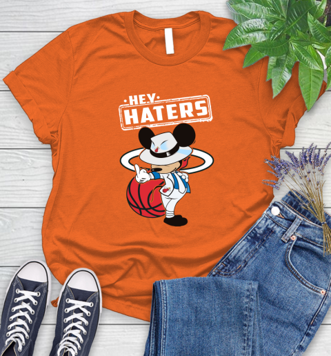 NBA Hey Haters Mickey Basketball Sports Miami Heat Women's T-Shirt 3