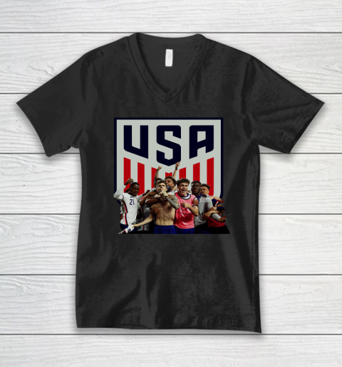 USA Soccer Christian Pulisic Celebration V-Neck T-Shirt
