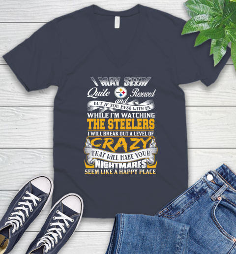 Pittsburgh Steelers NFL Football Don't Mess With Me While I'm Watching My Team V-Neck T-Shirt 8