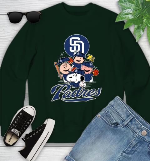 MLB San Diego Padres Snoopy Charlie Brown Woodstock The Peanuts Movie Baseball T Shirt_000 Youth Sweatshirt 9