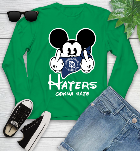 MLB San Diego Padres Haters Gonna Hate Mickey Mouse Disney Baseball T Shirt_000 Youth Long Sleeve 7