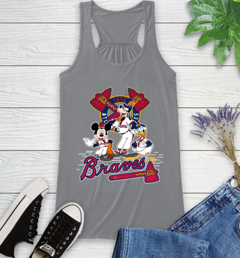 MLB Atlanta Braves Mickey Mouse Donald Duck Goofy Baseball T Shirt Racerback Tank 4