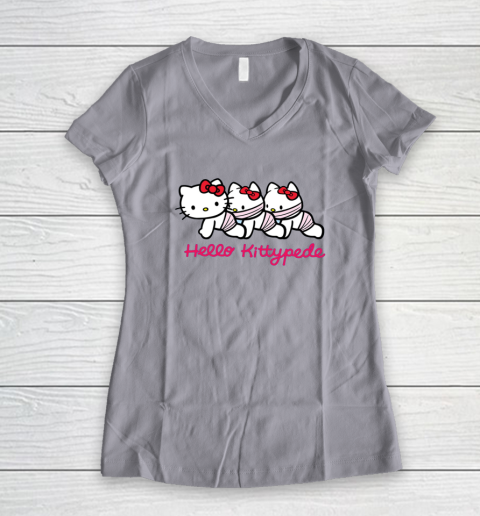 Hello Kittypede The Human Centipede Women's V-Neck T-Shirt 2