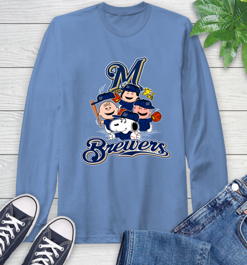 MLB Milwaukee Brewers Snoopy Charlie Brown Woodstock The Peanuts Movie Baseball T Shirt_000 Long Sleeve T-Shirt 12