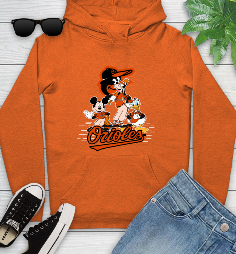 MLB Baltimore Orioles Mickey Mouse Donald Duck Goofy Baseball T Shirt Youth Hoodie 4